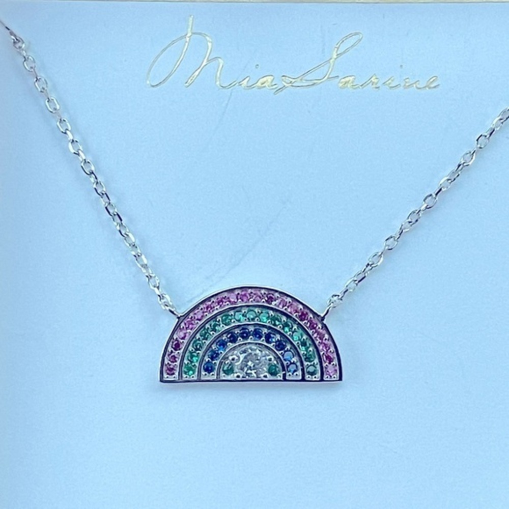 Mia Sarine Silver CZ Rainbow 🌈 Necklace